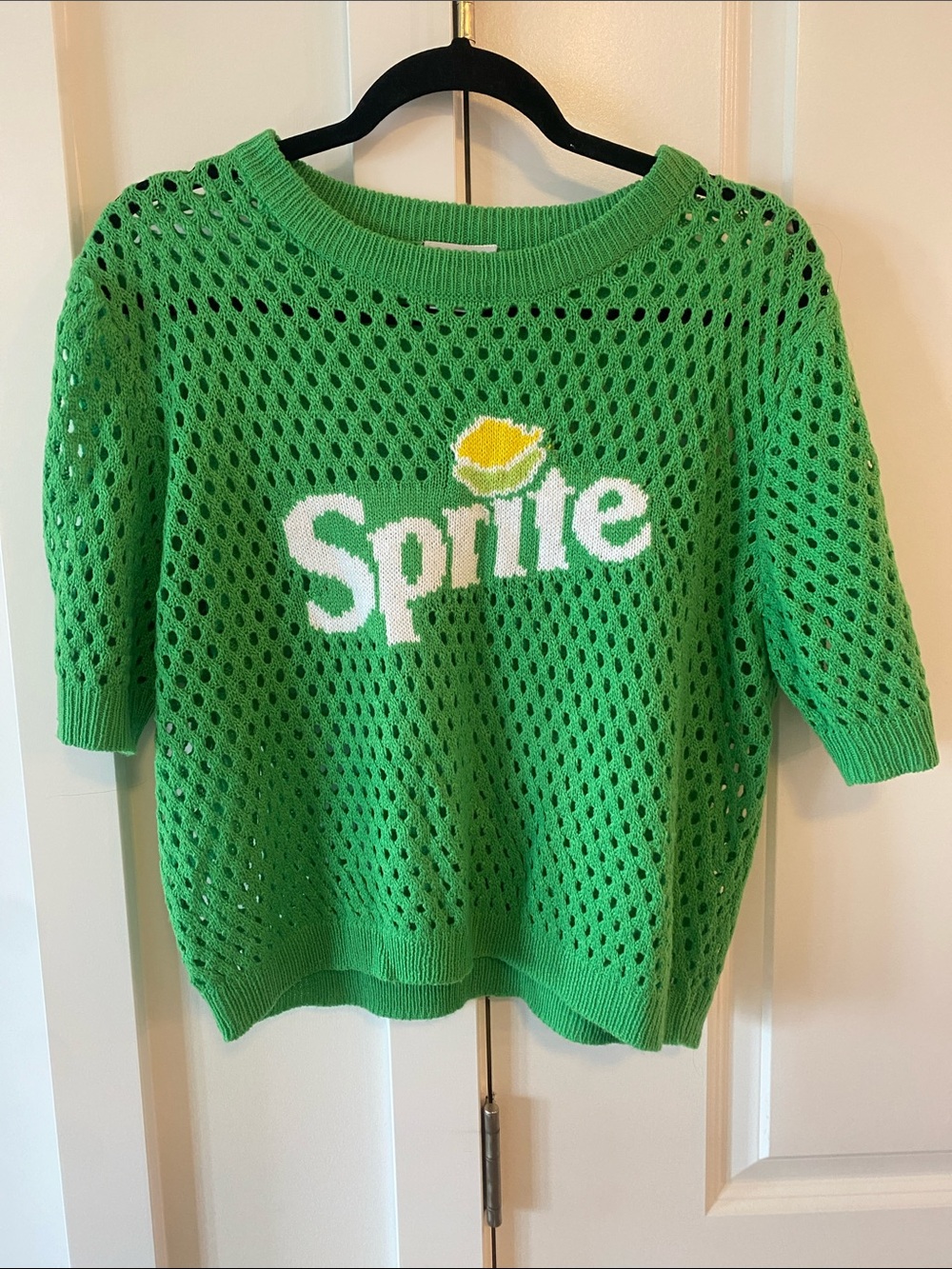 Coca Cola Sprite Green Knit Mesh Logo Sweater Top